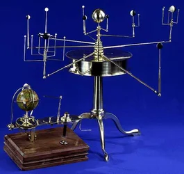 Martin-type bærbart planetarium eller Orrery, af Thomas Blunt (fl.1760-1822) George Newman og Thomas Voigt, ca. 1808 (messing, forsølvet messing og elfenben) (se også 135773)